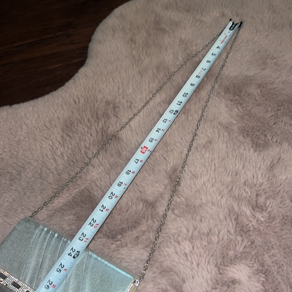 Silver formal classy clutch handbag small 8” purse removable chain link strap​ - Picture 13 of 14